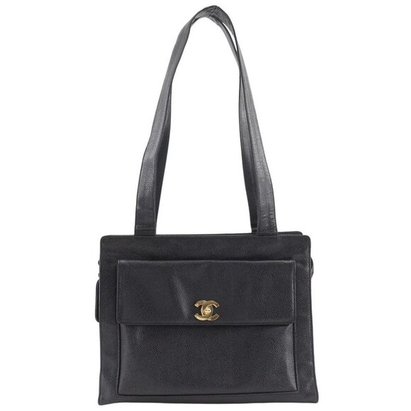 CHANEL COCO Mark Tote Bag vintage black Caviar skin Women - Picture 1 of 13